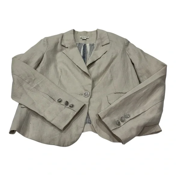 Women's Medium Beige Linen Blazer - Picture 5 of 9